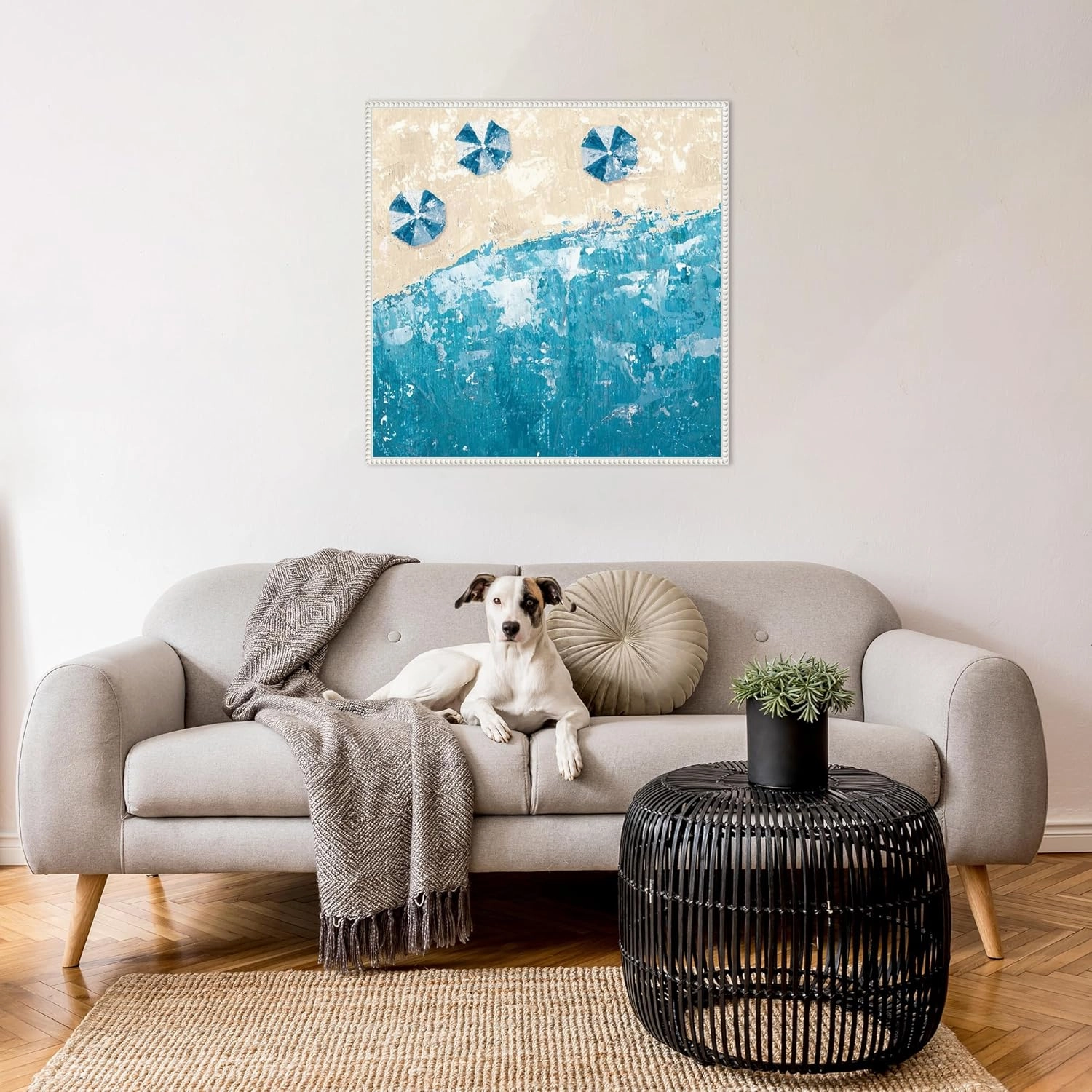 Amanti Art Framed Canvas Wall Art 30x30 Beach Days Blue by Sarah Adams, Framed Wall Art Canvas, Abstract Artwork, Traditional Decor, Large Poster Painting for Living Room, Bedroom, Bathroom, Kitchen,