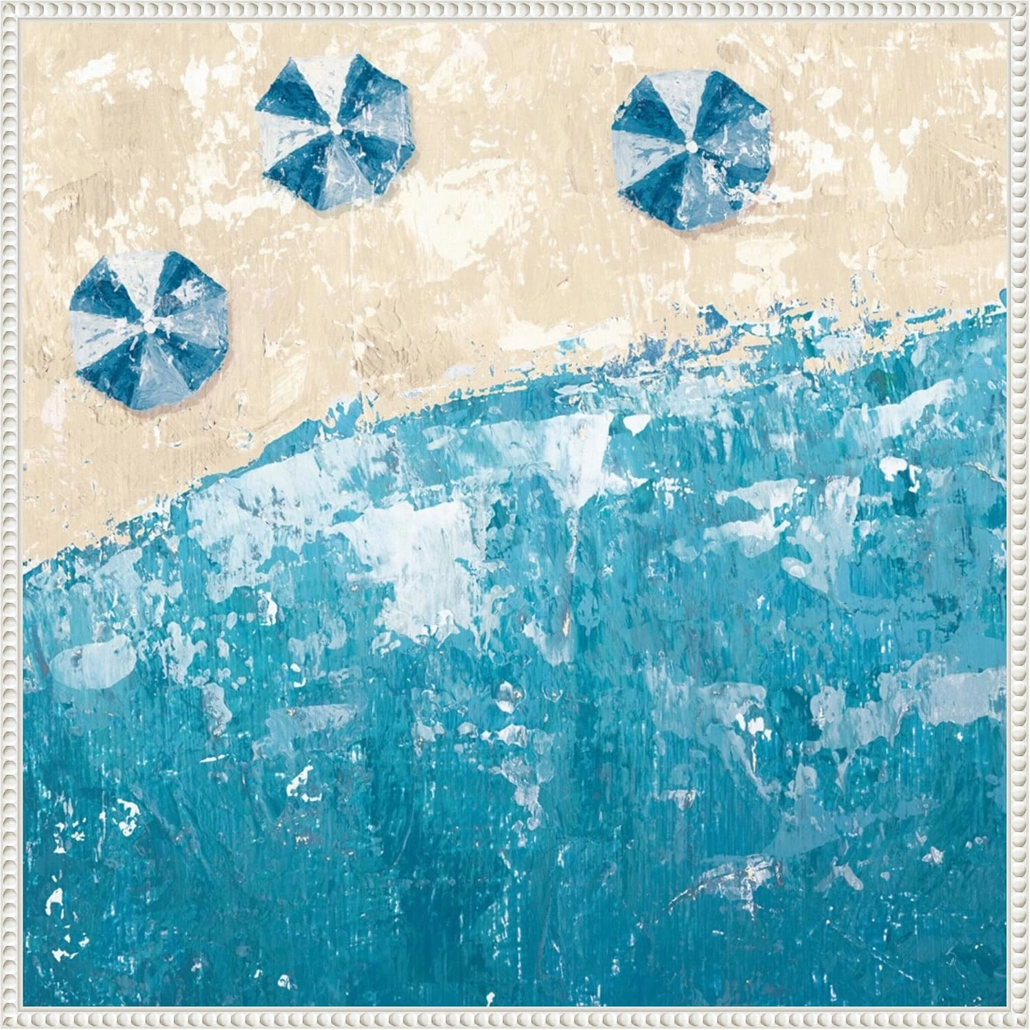 Amanti Art Framed Canvas Wall Art 30x30 Beach Days Blue by Sarah Adams, Framed Wall Art Canvas, Abstract Artwork, Traditional Decor, Large Poster Painting for Living Room, Bedroom, Bathroom, Kitchen,