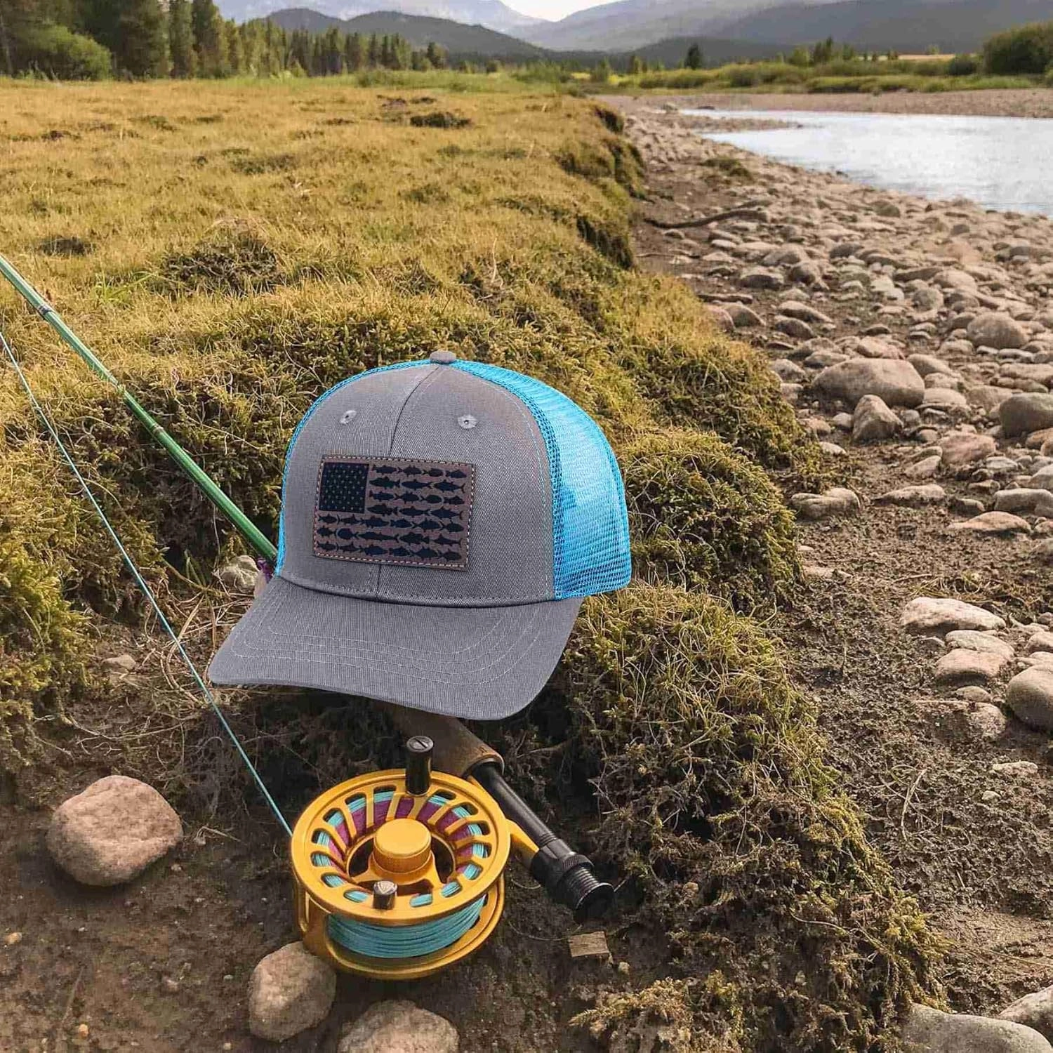 American Fish Flag Trucker Hats - Fishing Gifts for Men - Outdoor Snapback Fishing Hats Perfect for Camping and Daily Use
