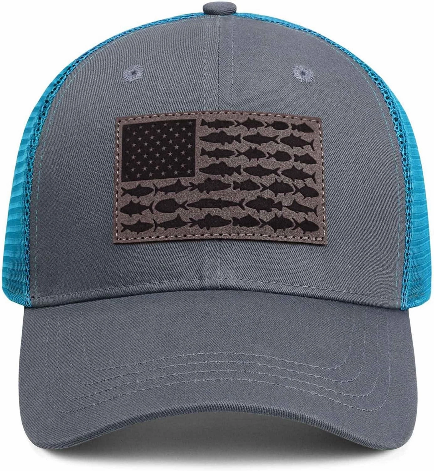 American Fish Flag Trucker Hats - Fishing Gifts for Men - Outdoor Snapback Fishing Hats Perfect for Camping and Daily Use