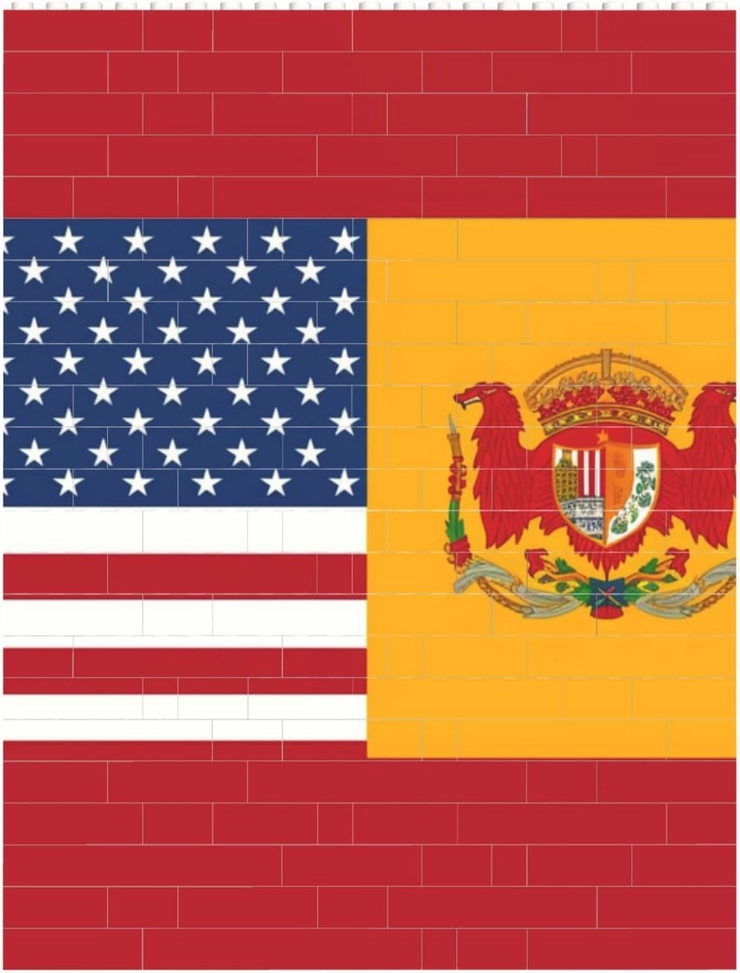 American Spain Flag Building Block Puzzle Personalized Building Bricks Block Puzzle Building Family Keepsake DIY Brick Block Puzzles Valentine's Day Gifts for Home Decor Brick Puzzle