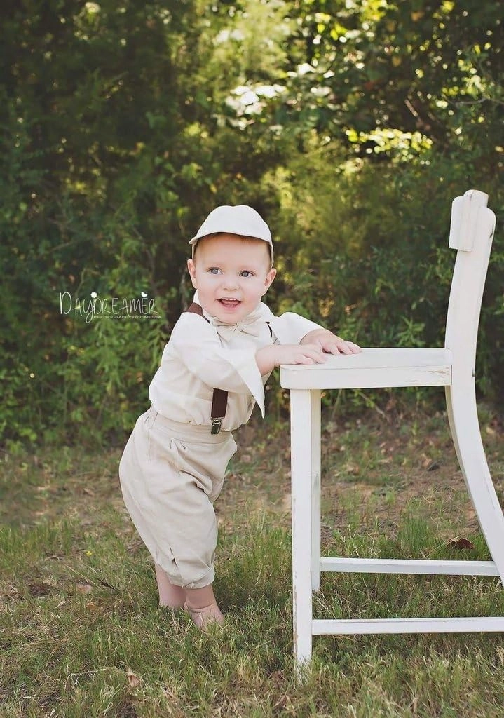 AMK Baby Toddler Little Boys Vintage Knickerbocker Suit Set - 5 pc Suspender Bowtie Hat Knickers Retro Suit…