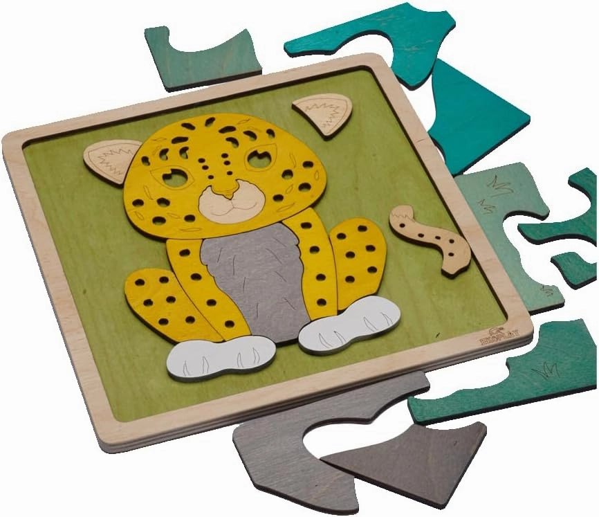 Amur Leopard Wooden Puzzle | 20 Pieces Jigsaw Puzzle | Endangered Animals for Kids 3 Years and Above