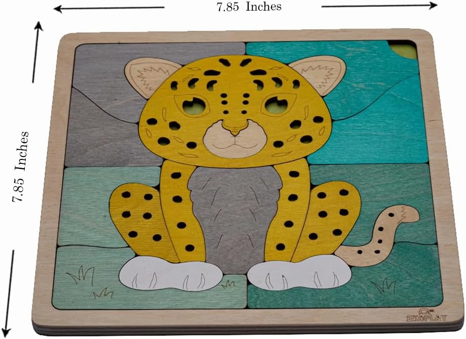 Amur Leopard Wooden Puzzle | 20 Pieces Jigsaw Puzzle | Endangered Animals for Kids 3 Years and Above