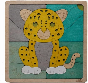 Amur Leopard Wooden Puzzle | 20 Pieces Jigsaw Puzzle | Endangered Animals for Kids 3 Years and Above