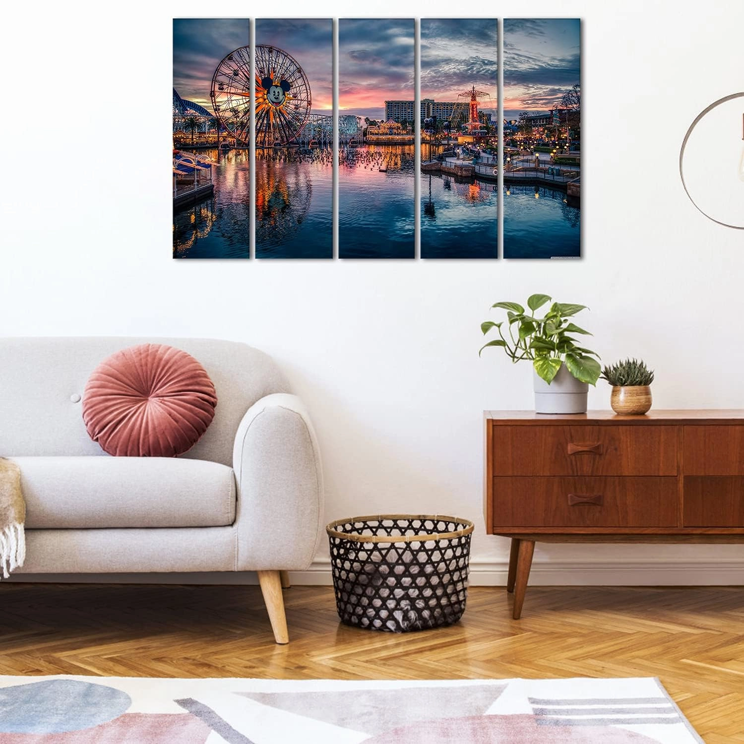 Amusement Park Wall Art for Living Room Bedroom Wall Decor National Anime Castle Photo Canvas Prints Nursery Room Ferris Wheel Scenic Picture Nature Panoramic Poster Artwork Home Decorations 12x32” 5P