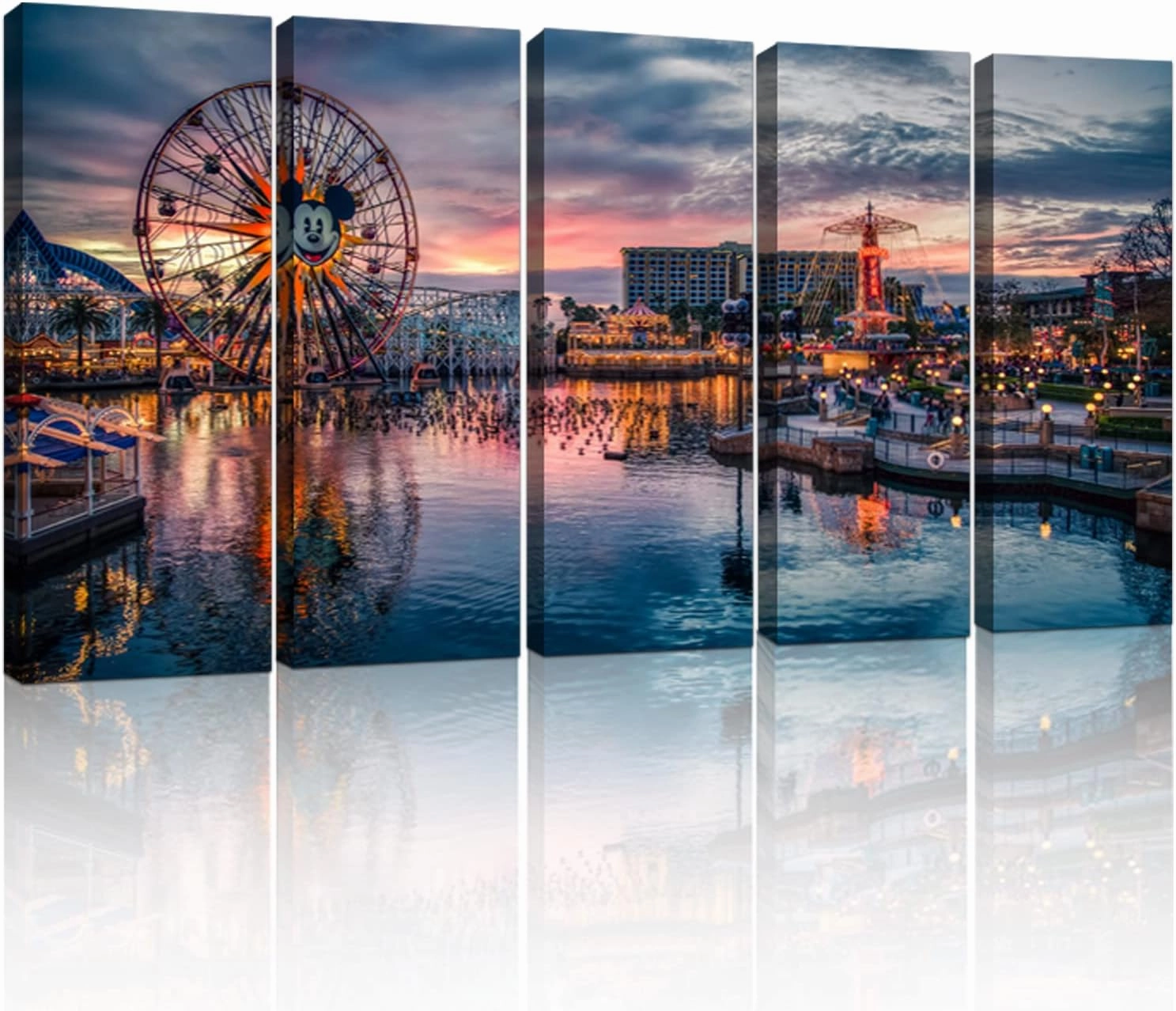 Amusement Park Wall Art for Living Room Bedroom Wall Decor National Anime Castle Photo Canvas Prints Nursery Room Ferris Wheel Scenic Picture Nature Panoramic Poster Artwork Home Decorations 12x32” 5P