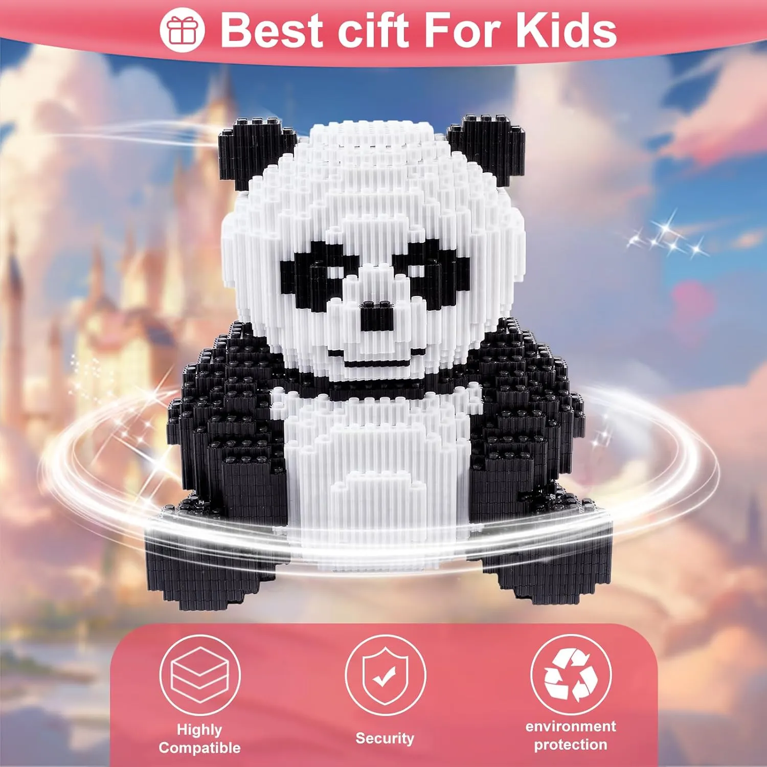 Animal Panda Mini Blocks Building Set, 7822 Pcs Cute 3D Puzzle Mini Building Bricks Toy Kits, DIY Educational Particle Building Birthday Gift for Party Favors