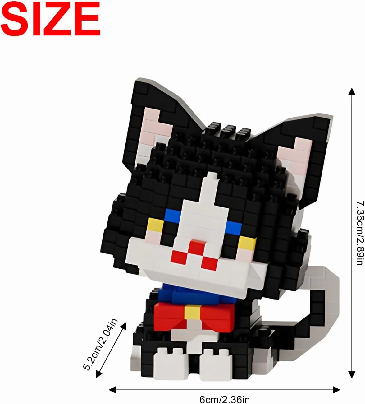 Animal Micro Building Blocks Set Mini Cat Building Toy Bricks Kits for Adult and Kids (2 in 1 Black and White cat)