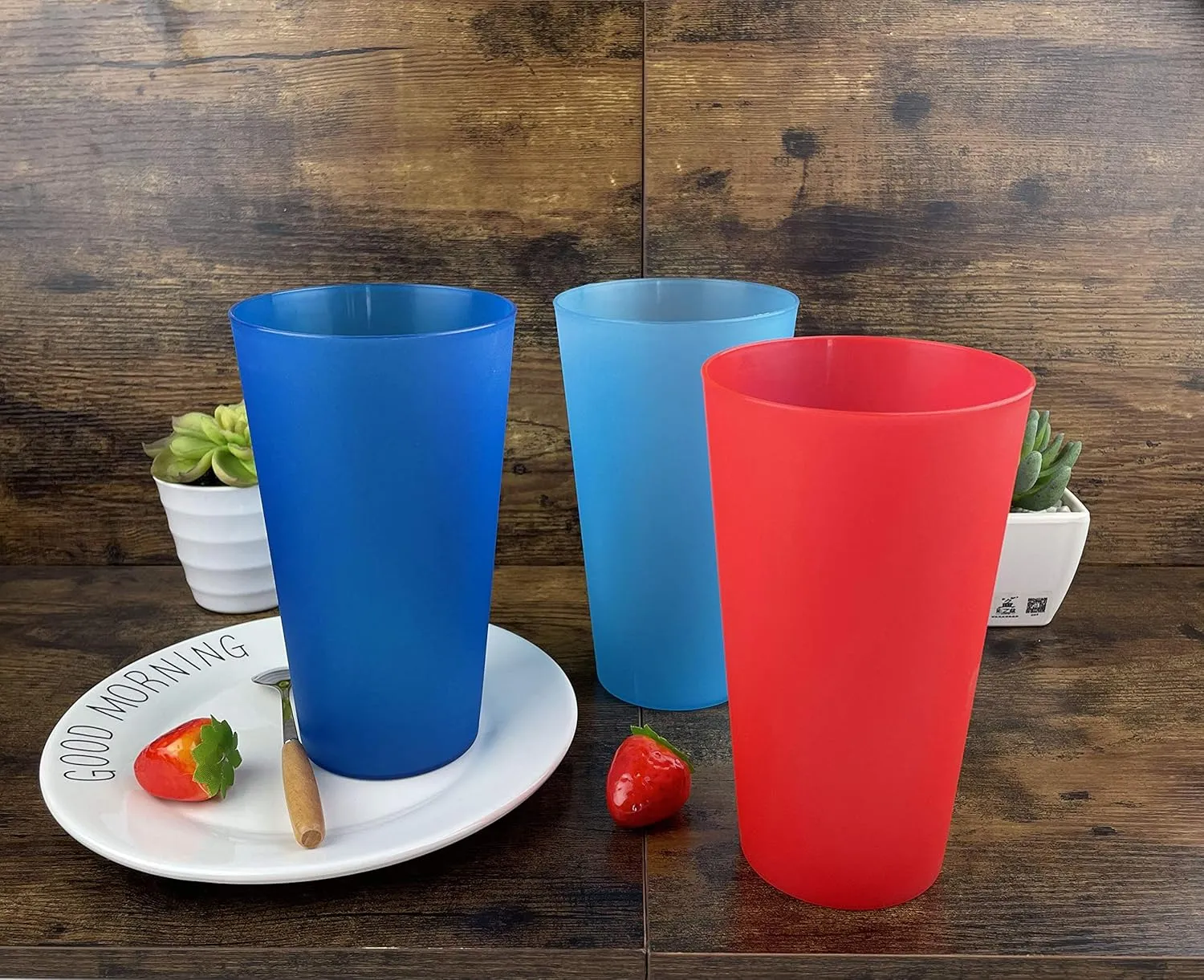 AOYITE Large Plastic Cups Reusable - 32 oz Water Tumblers Unbreakable Drinking Glasses set of 12 - BPA Free Dishwasher Safe Big Plastic Cups for Kids Kitchen Camping Party Outdoor