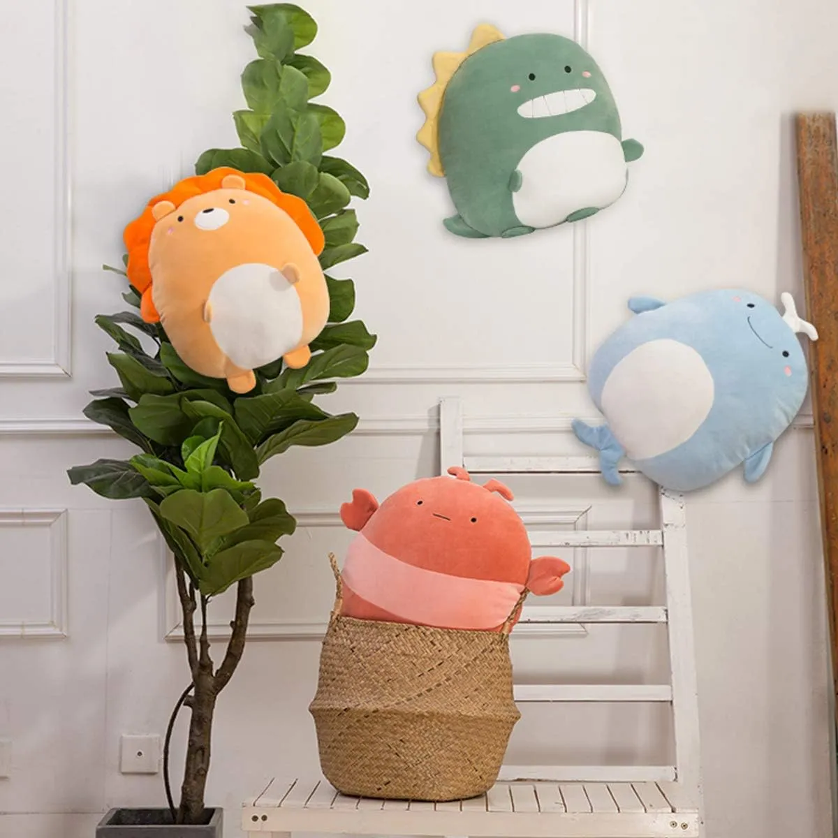ARELUX 16in Soft Dinosaur Anime Plush Pillow Cute Stuffed Animal Plush Toy Kawaii Plushies Room Decor Christmas Decorations Gifts for Women Kids Birthday/Big Kid