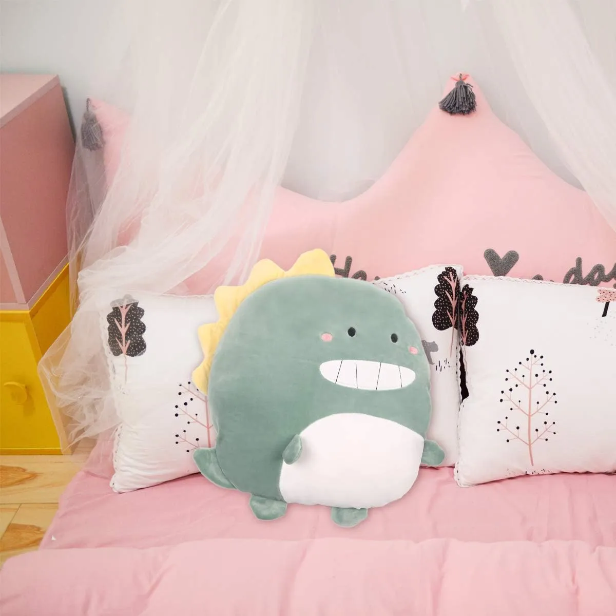 ARELUX 16in Soft Dinosaur Anime Plush Pillow Cute Stuffed Animal Plush Toy Kawaii Plushies Room Decor Christmas Decorations Gifts for Women Kids Birthday/Big Kid