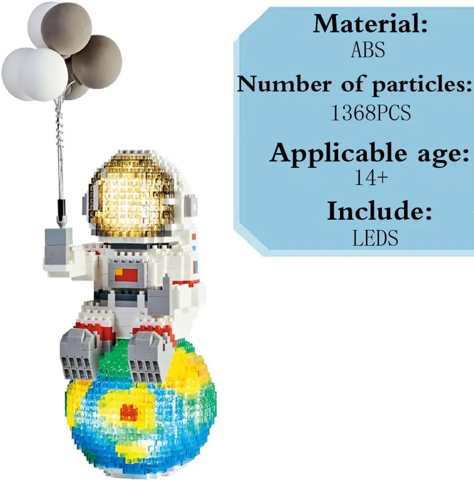 Astronaut Mini Building Blocks Micro Building Kits for Adults with Led Lighting Kit-Balloon Romantic1368PCS