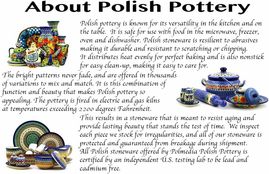 Authentic Polish Pottery Bubble Mug 12 oz Signature UNIKAT in Red-Hot Summer Design Handmade in Bolesławiec Poland by Ceramika Dalia   Certificate of Authenticity