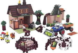 Autumn Organic Farmhouse Barn Animals Sanctuary Building Set,with Dolls,Cow, Dog, Pig,Horse Stable Toys,Tractor Toys Ect.Farm House Building Set,Gift for Kids 6  (Farmhouse 491Pcs)