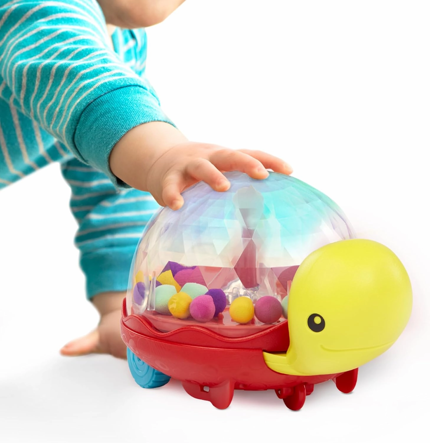 B. toys – Ball Popper & Walker – Push Toy for Baby, Toddler – Light-Up Turtle Toy for Crawling Or Walking – Removable Handle – 1 Year   – Walk ‘n’ POP!