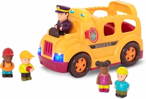 B. toys - Interactive Yellow School Bus Toy with Lights, Sounds & Dancing Passengers - Educational Vehicle Playset for Toddlers & Kids with 5 Figures - Auto-Off Battery Feature, Ages 18  Months
