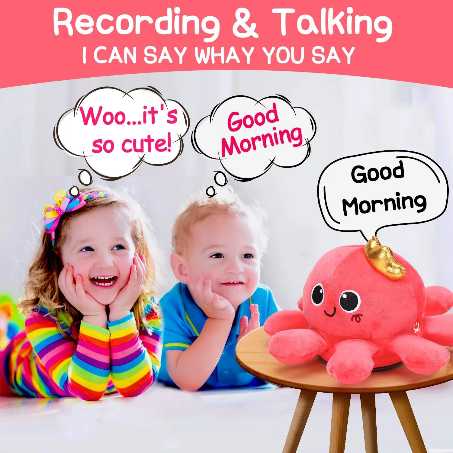 Baby Crawling & Walking Toys Musical Plush Octopus Light up Voice Control Dancing 1 Year Old Girls Toy Music Sensory Toddler Toys 0-6 6-12 Months Learning Development Newborn Baby Girl Birthday Gifts