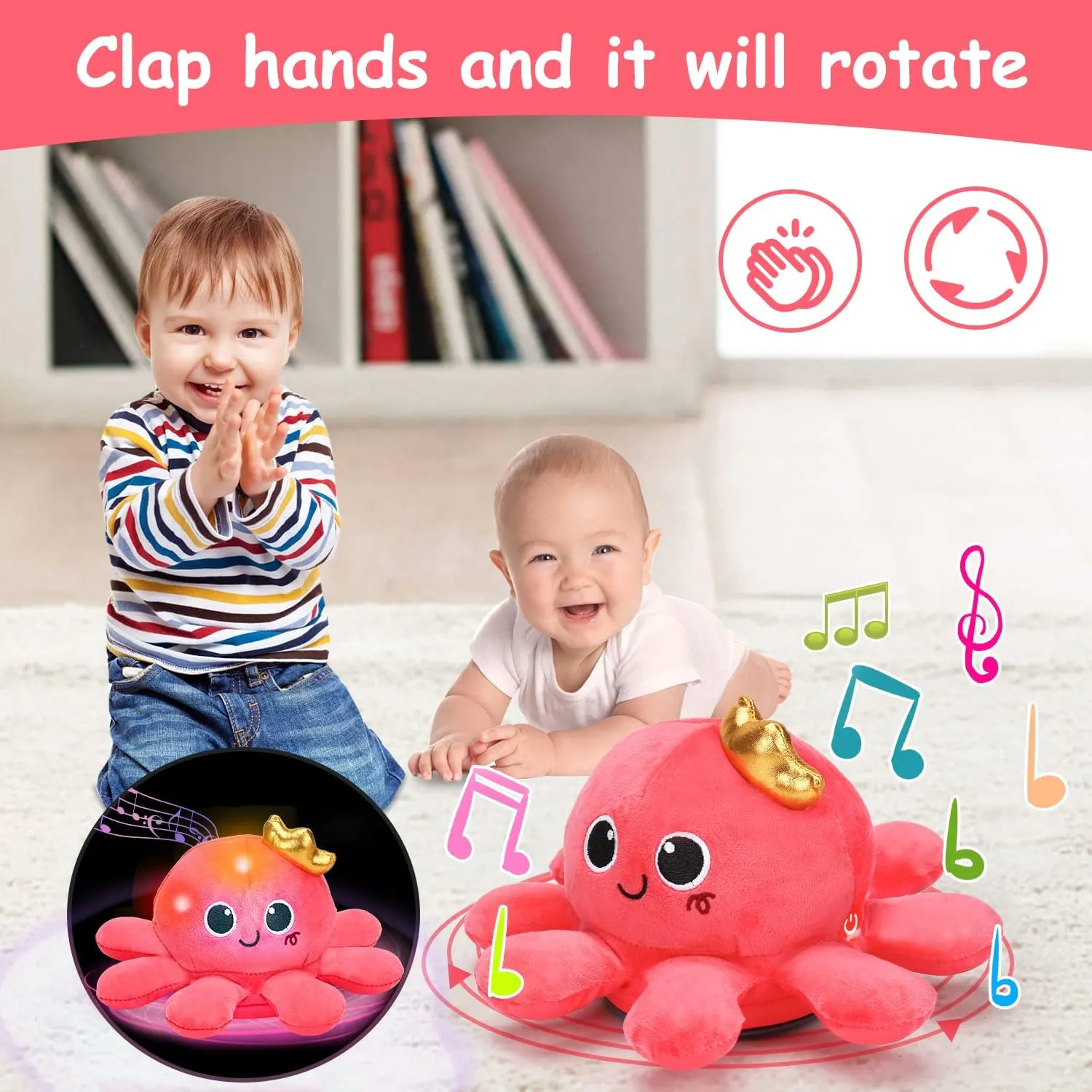 Baby Crawling & Walking Toys Musical Plush Octopus Light up Voice Control Dancing 1 Year Old Girls Toy Music Sensory Toddler Toys 0-6 6-12 Months Learning Development Newborn Baby Girl Birthday Gifts