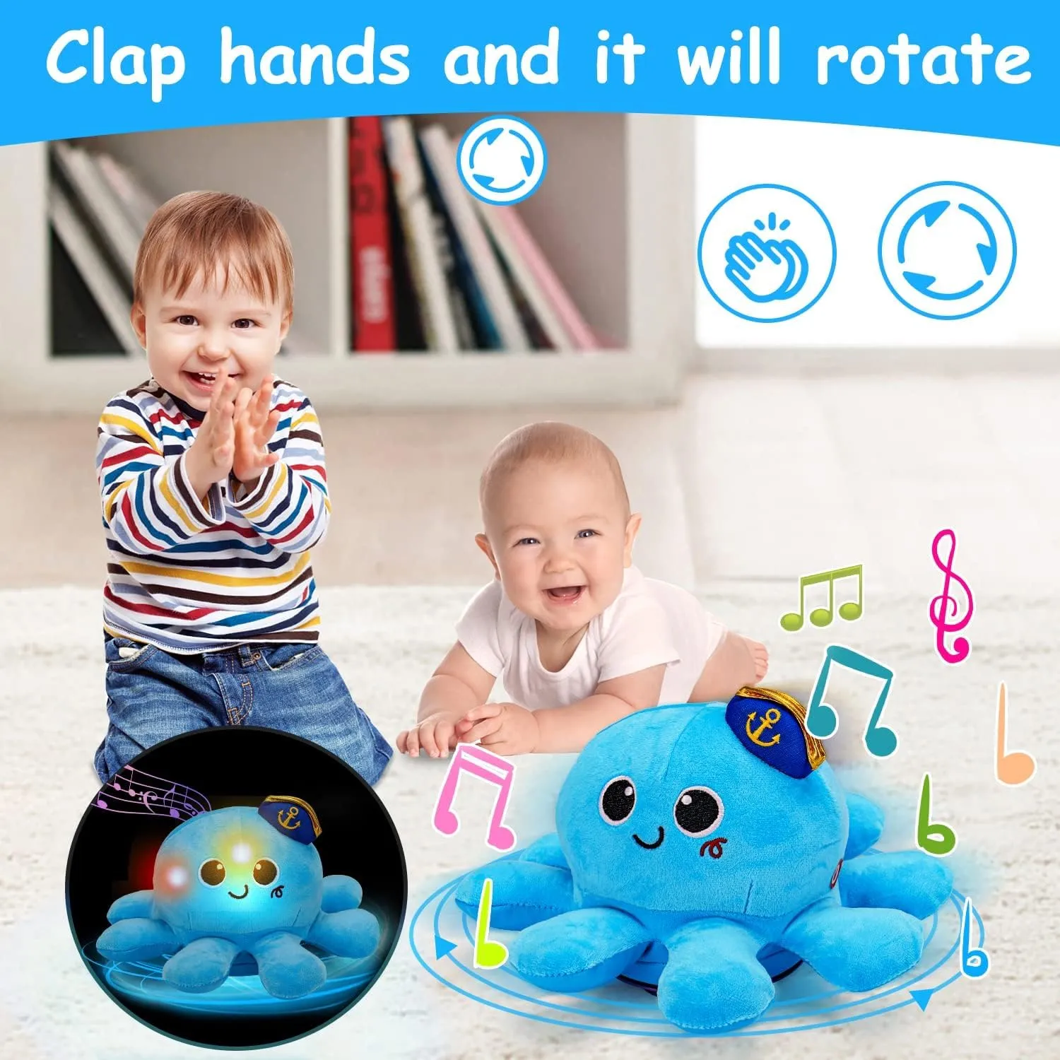 Baby Crawling Toys 6-12 Months Musical Plush Octopus Light up Voice Control Dancing Infant Walking Toys 1 Year Old Boy Girl Babies 0 6 7 8 9 10 12-18 Month Tummy Time Sensory Toddler First Gifts