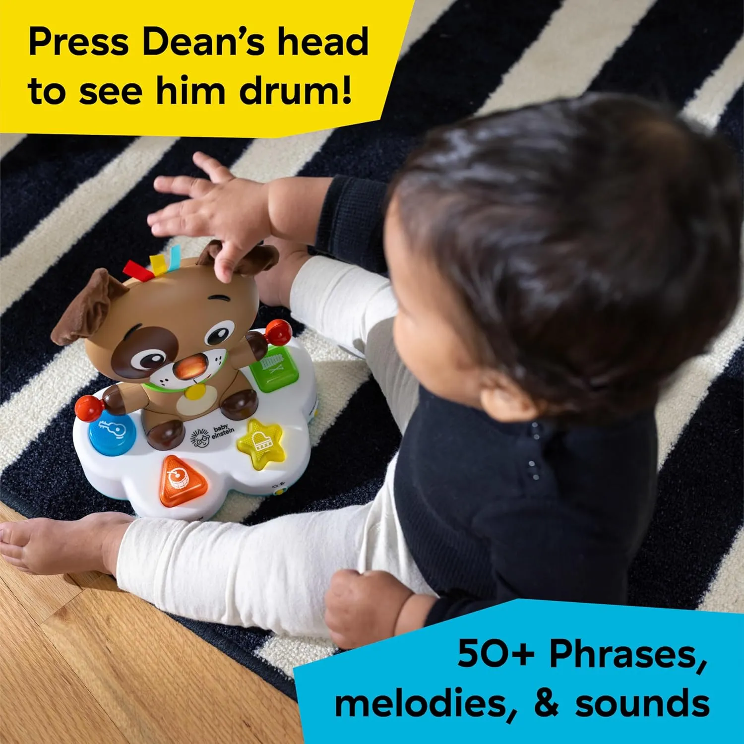 Baby Einstein Drum & Learn Dean Musical Learning Toy, Multisensory, Ages 6 Months and Up
