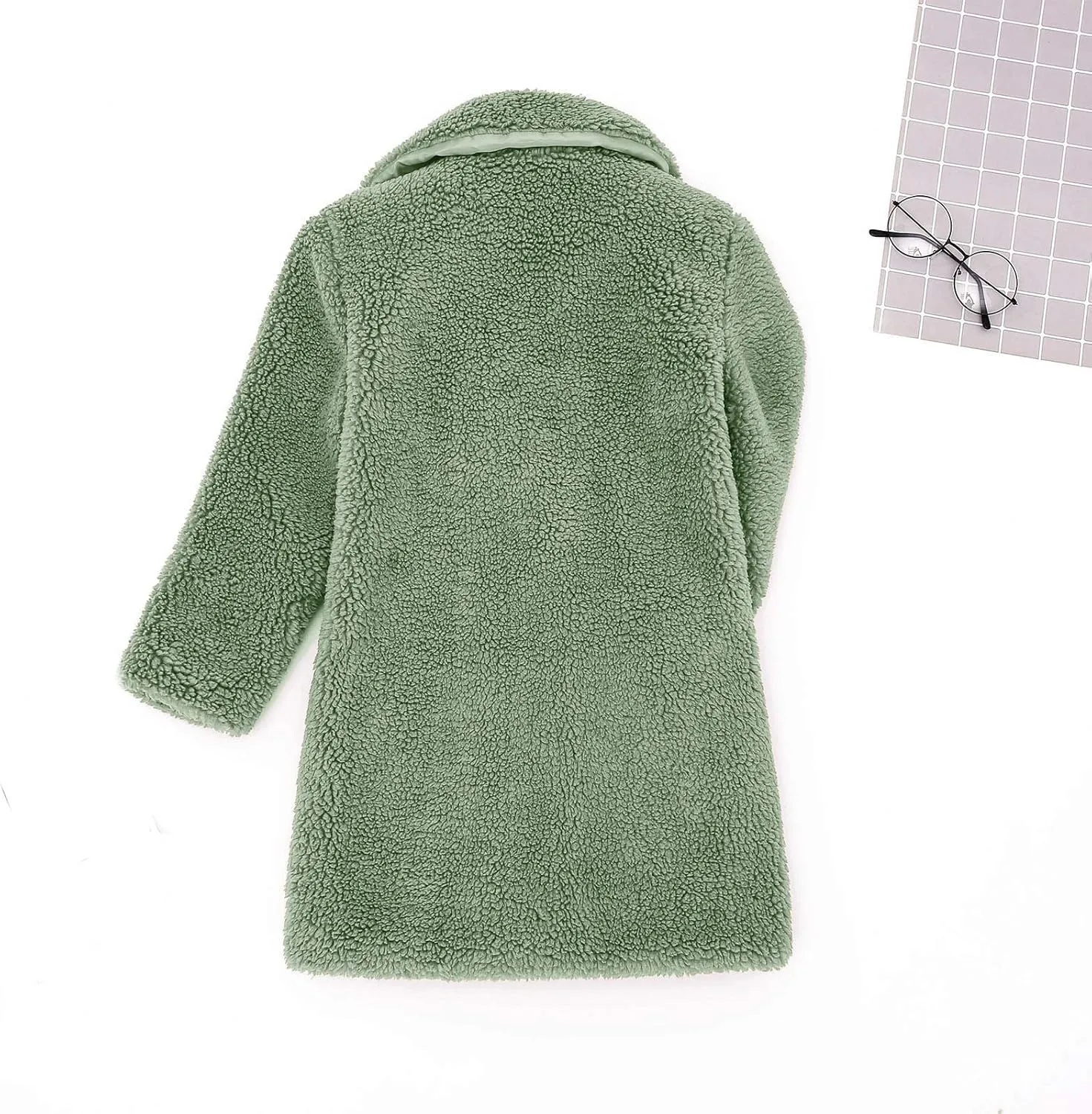 Baby Girls Faux Fur Teddy Long Coat Toddler Kids Winter Fleece Jacket Fluffy Jacket Warm Trench Outwear Overcoat