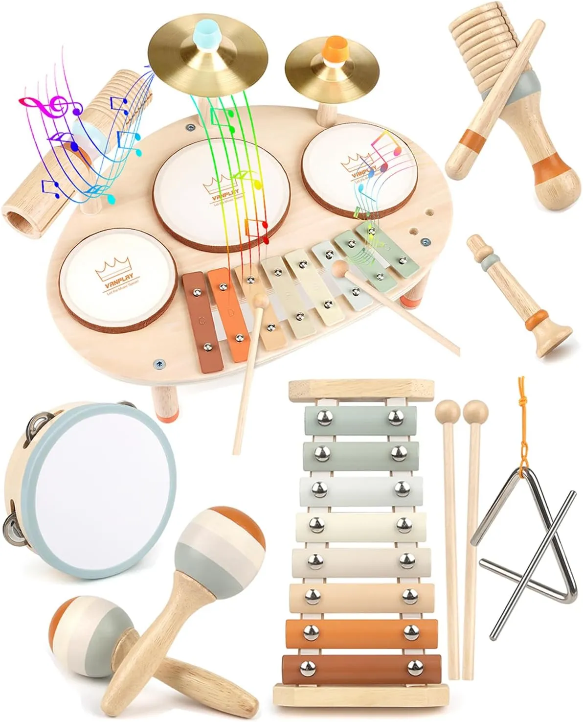 Baby Musical Instruments, Montessori Toys for 1 year old, Musical toys for toddlers 1-3 with Modern Boho Xylophone for Kids Preschool Educational birthday gift