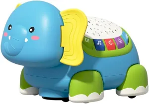 Baby Musical Toys - Soft Elephant with Crawling, Light Projection, Soothing Sounds, Remote Control, and Timer for Sleep - 4 Light Colors & Music
