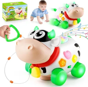 Baby Toys 6-12-18 Months, Musical Cow Toys for 1 Year Old Boy Girl, Crawling Walking Infant Toy 7 8 9 10 Month, Learning Toddler Toys with Music & Light, 1st Birthday Gifts Interactive STEM Toy
