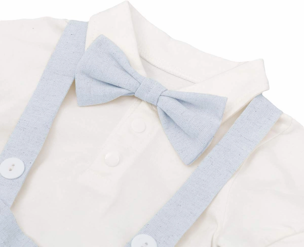 Baby Boys Formal Suit Set Short Sleeve Romper Suspenders Shorts Pants Bowtie Wedding Tuxedo Outfits Cake Smash Clothes