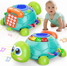 Baby Toys 6 - 12 Months, Musical Turtle Crawling Infant Toys, Early Learning Educational Toy with Light & Sound,Toddler Crawling Toys Birthday Gift for Boy Girl 7 8 9 10 11 18 Months