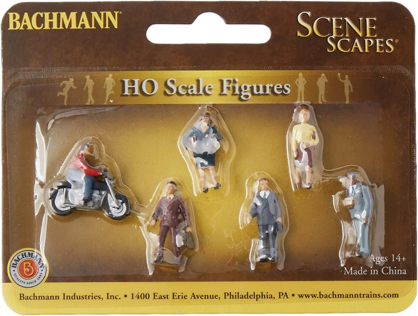 Bachmann Trains - FIGURES - CITY PEOPLE with MOTORCYCLE (7pcs/pk) - HO Scale