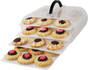Bakers Sto 'N Go Cookie and Cake Carrier Container with Handle and Lid 4 Trays Cupcake Storage Transport Holder Box 2 Devil Eggs Trays Included