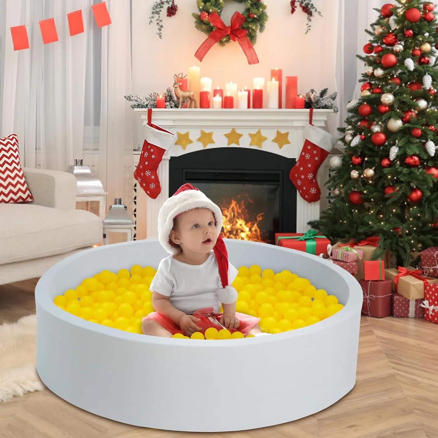 Ball Pit Balls 100 Phthalate Free BPA Free Crush Proof 2.16 Inches Plastic Balls for Ball Pit Ideal Gift for Toddlers Babies Kids Pool Water Toys Play Tent, Yellow