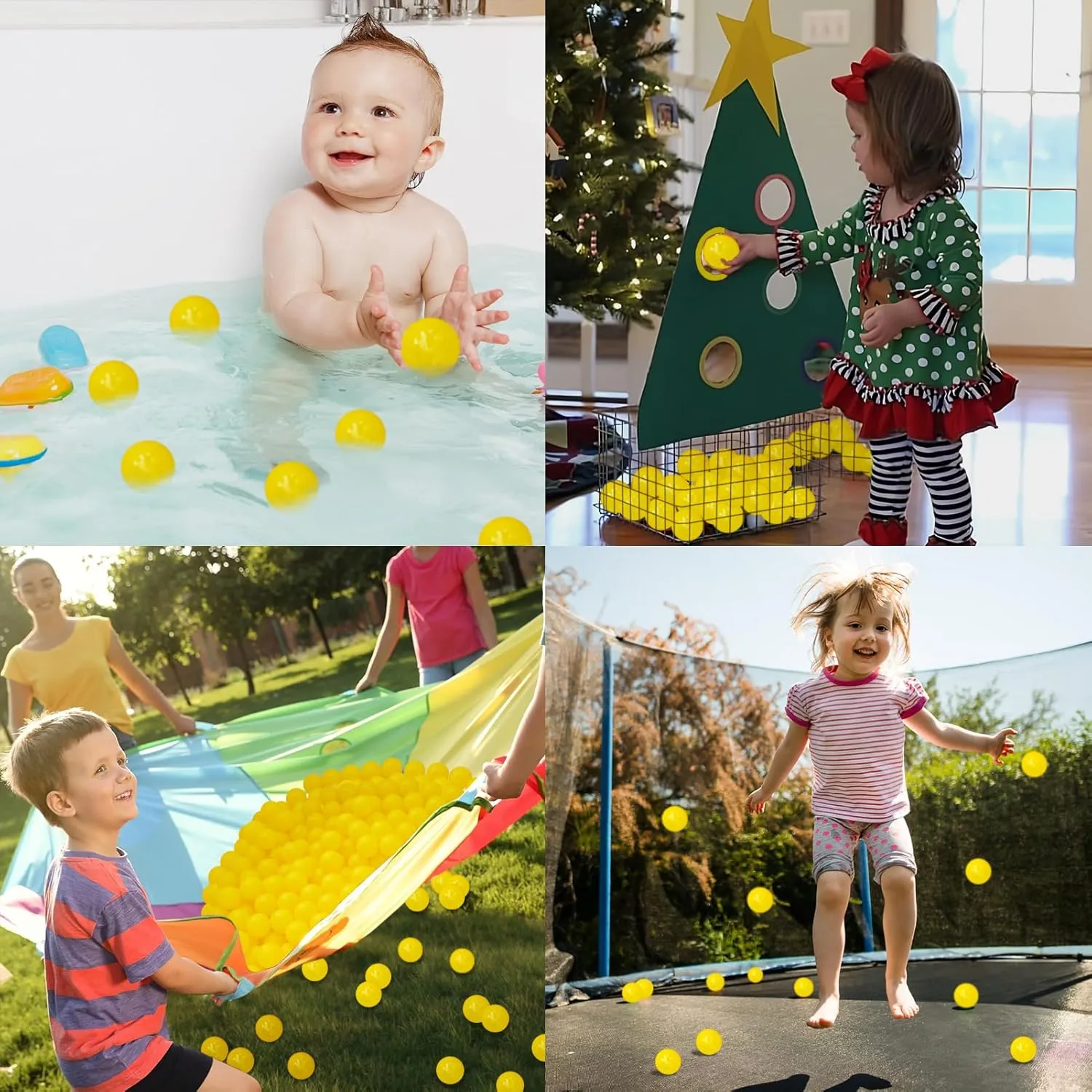 Ball Pit Balls 100 Phthalate Free BPA Free Crush Proof 2.16 Inches Plastic Balls for Ball Pit Ideal Gift for Toddlers Babies Kids Pool Water Toys Play Tent, Yellow
