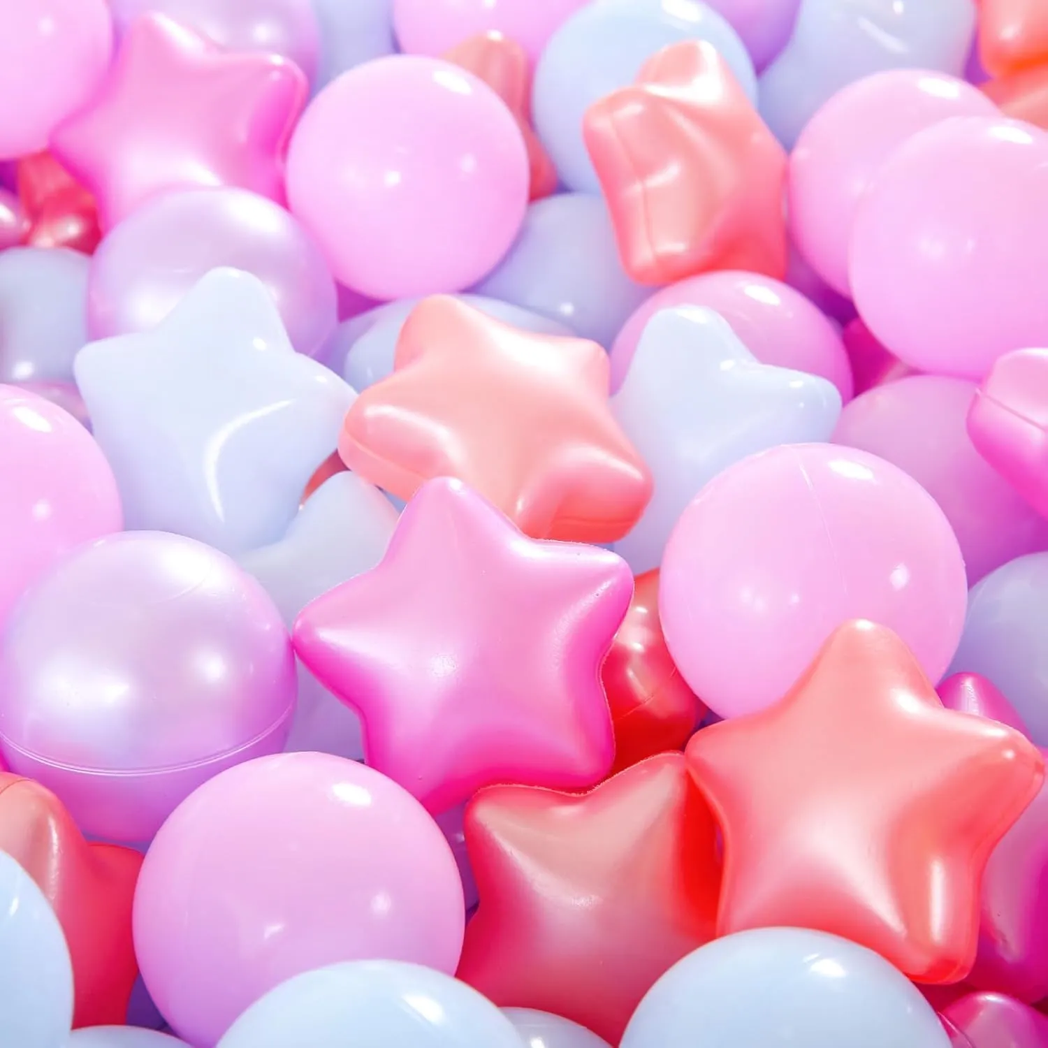 Ball Pit Balls and Stars for Ball Pits, Pack of 200 Phthalate Free BPA Free Crush Proof Plastic Toy Balls for Kids Toddlers Ball Pits, Playpen, Baby Pool, with Storage Bag Indoor Outdoor
