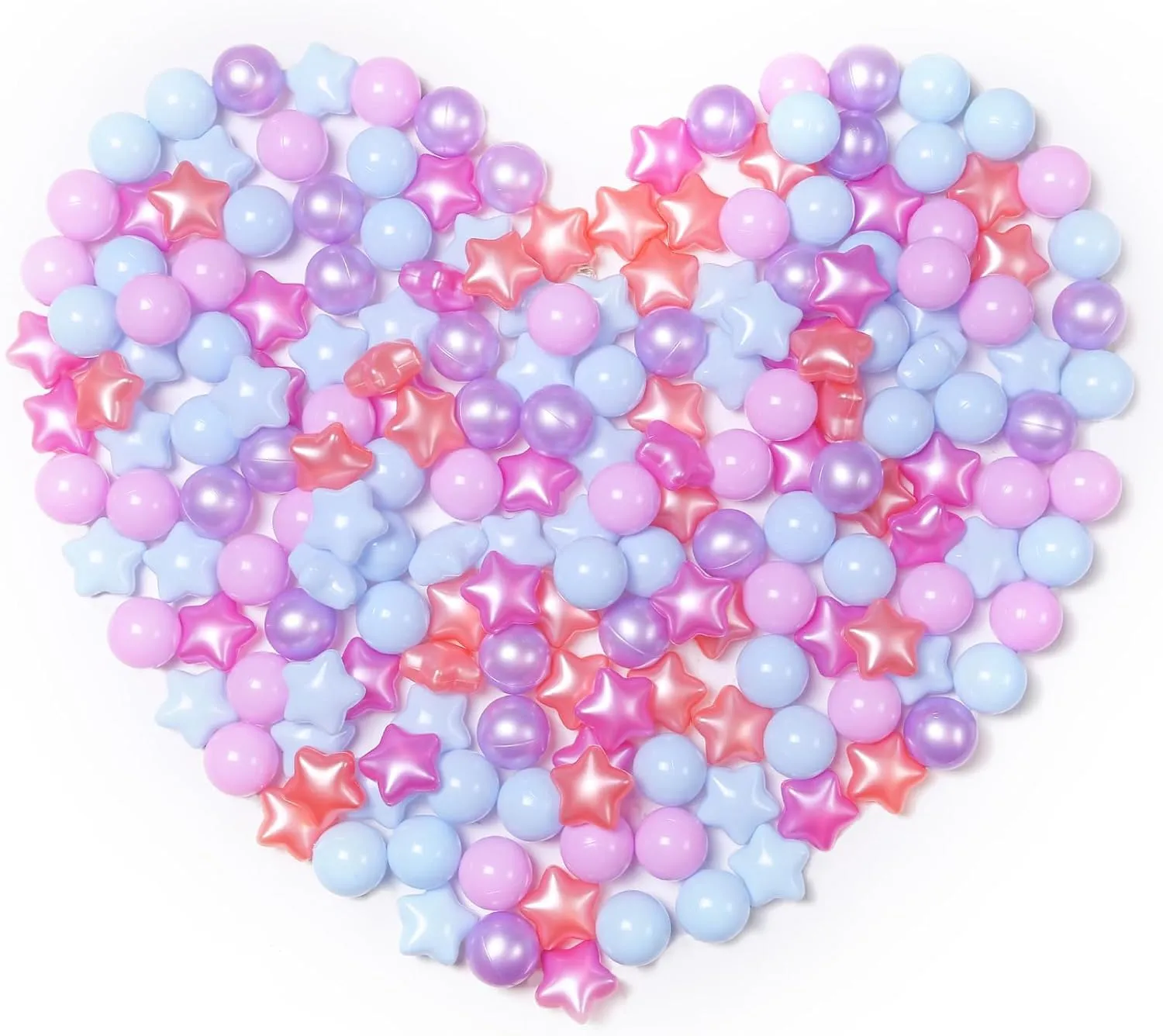 Ball Pit Balls and Stars for Ball Pits, Pack of 200 Phthalate Free BPA Free Crush Proof Plastic Toy Balls for Kids Toddlers Ball Pits, Playpen, Baby Pool, with Storage Bag Indoor Outdoor