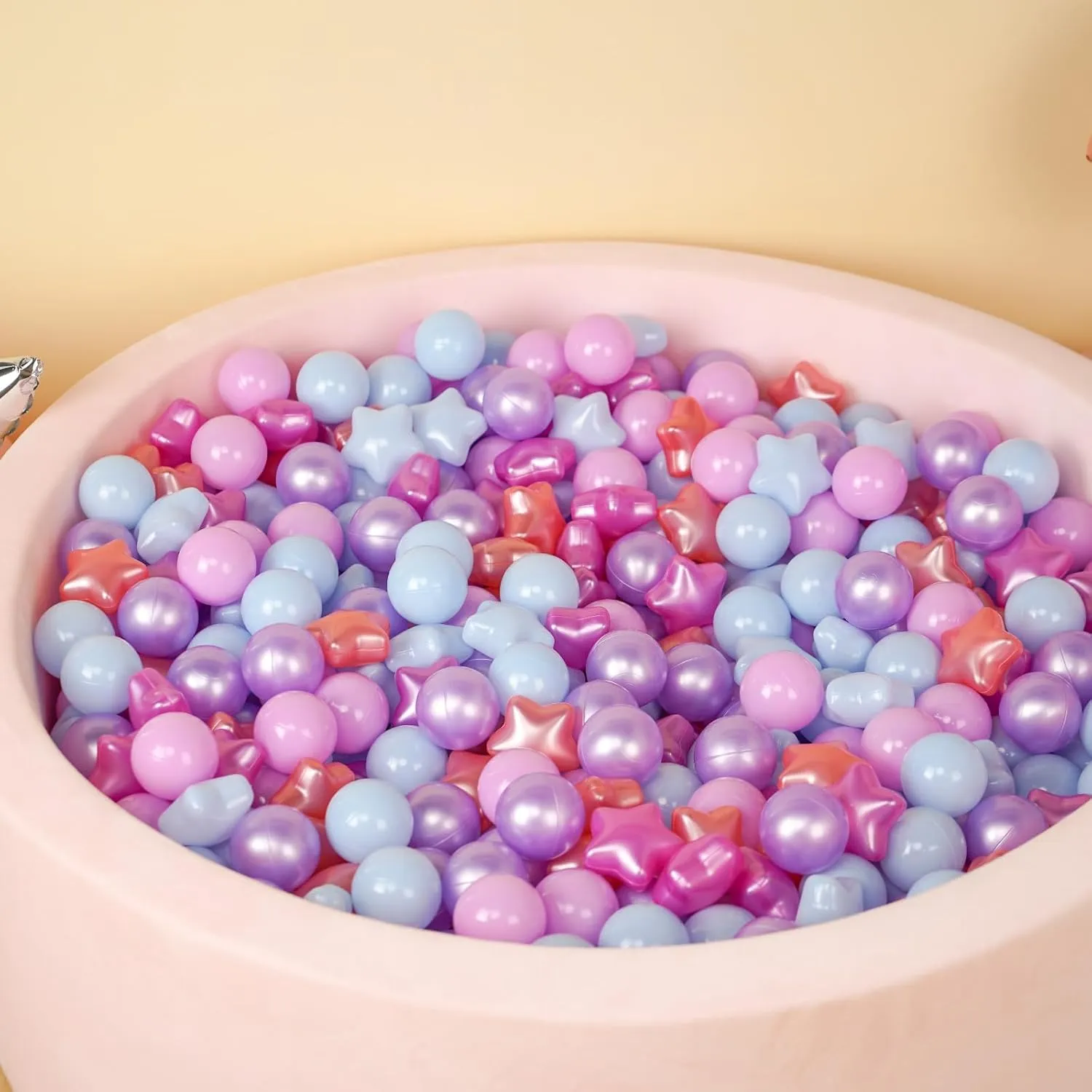 Ball Pit Balls and Stars for Ball Pits, Pack of 200 Phthalate Free BPA Free Crush Proof Plastic Toy Balls for Kids Toddlers Ball Pits, Playpen, Baby Pool, with Storage Bag Indoor Outdoor