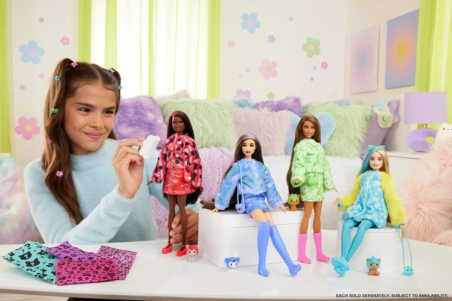 Barbie Cutie Reveal Doll & Accessories with Animal Costume & 10 Surprises Including Color Change, Kitten as Red Panda in Costume-Themed Series