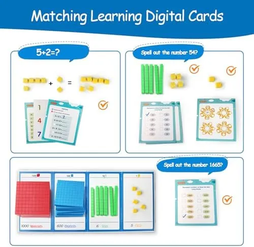 Base Ten Blocks Plastic 143 pcs Math Manipulatives Kindergarten Counting Cubes for Kids Math,Place Value Blocks for Early Counting Math Toy for 1st Grade