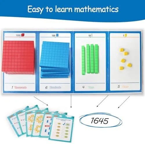 Base Ten Blocks Plastic 143 pcs Math Manipulatives Kindergarten Counting Cubes for Kids Math,Place Value Blocks for Early Counting Math Toy for 1st Grade