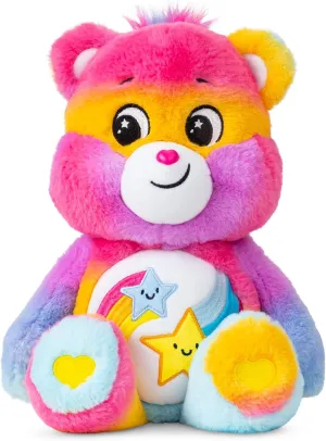 Basic Fun Care Bears Dare to Care Bear 35 cm Plush Toy - Soft and Colourful Bear for Kids Ages 4 and Above, Cuddly Gift with Unique Badge to Promote Kindness and Acceptance