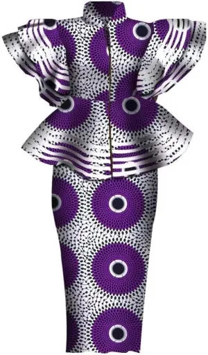 BAZINRICHE Women African Dresses Clothing Dashiki Bazin Riche Dress Women Skirt Set Print Ankara Zipper Top