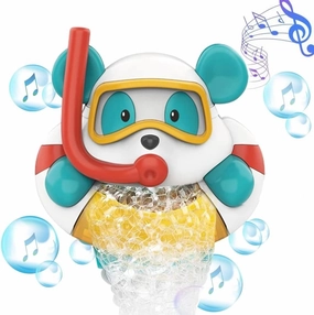 Bear Bubble Maker for Bath, Foam Blower Bubbling Making Machine, Nursery Rhyme Musical Bathtub Toy for Baby Kids Happy Bath