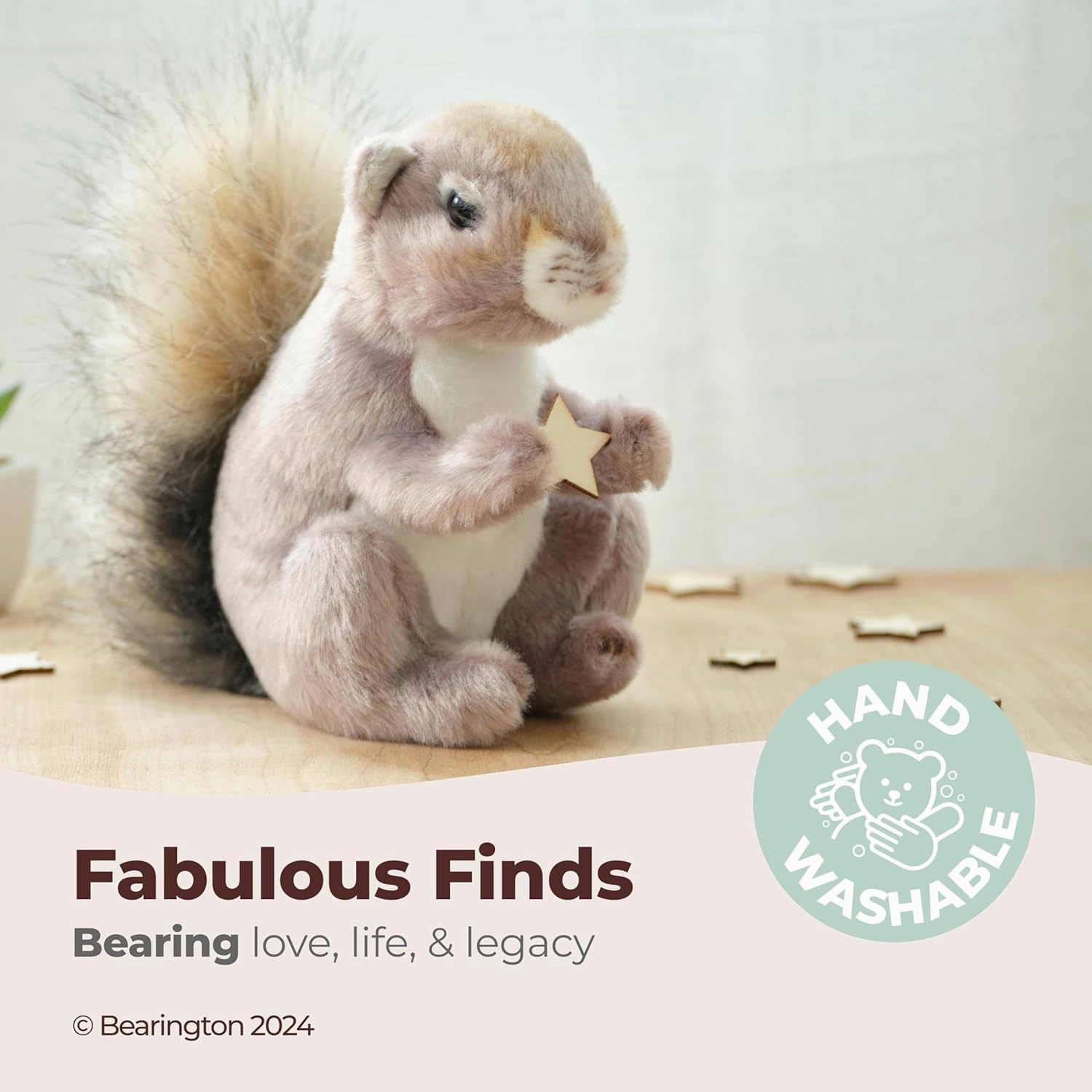 Bearington Lil' Peanut The Squirrel Stuffed Animal, 7 Inch Realistic Stuffed Animal