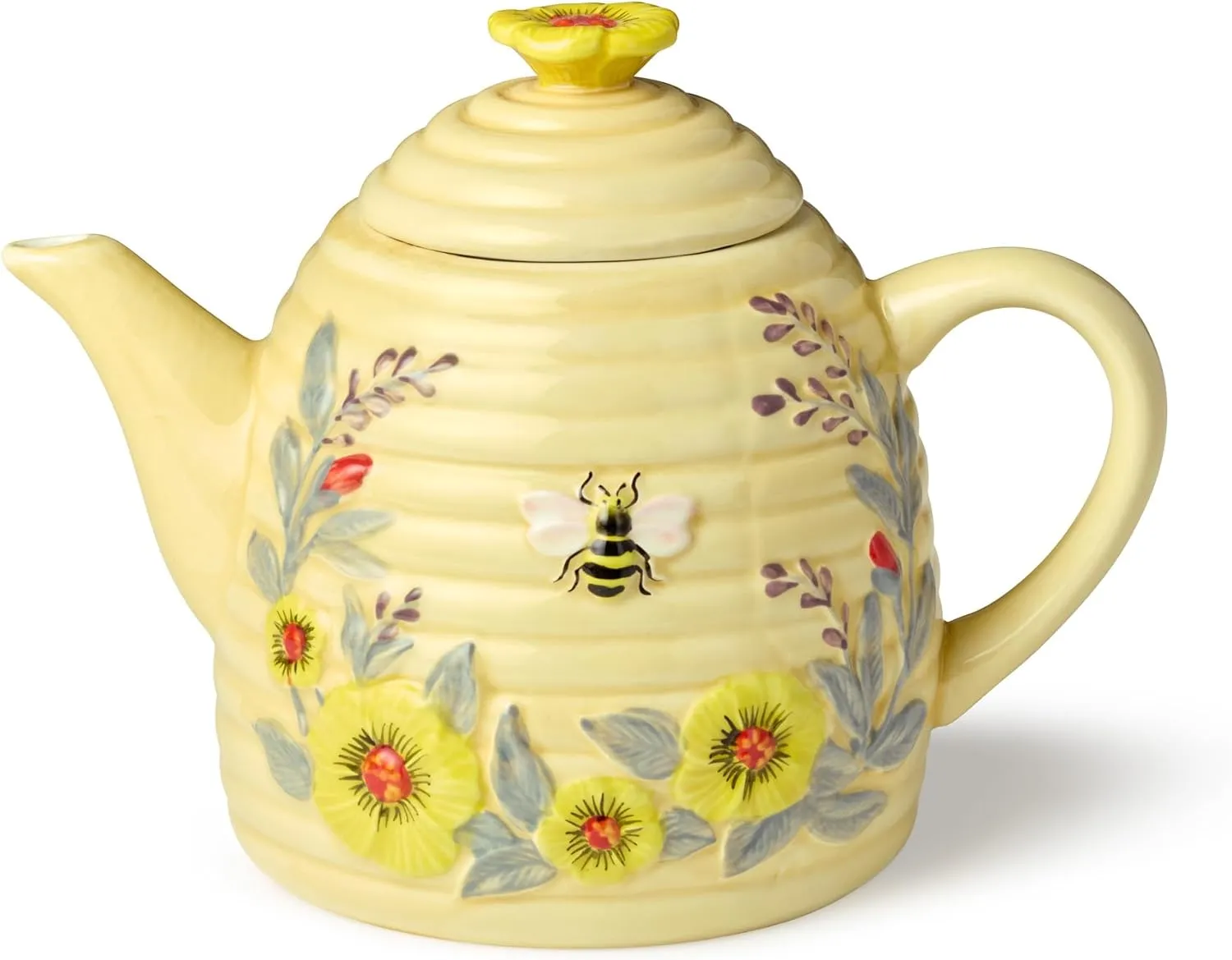 Bee Sweet 32 oz. 3-D Beehive Teapot Ceramic,Multi Colored