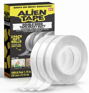 Bell Howell Alientape Nano Double Sided Tape 5 feet, Multipurpose Removable Adhesive Transparent Grip Mounting Tape Washable Strong Sticky Heavy Duty for Carpet Photo Frame Poster Décor As Seen On TV