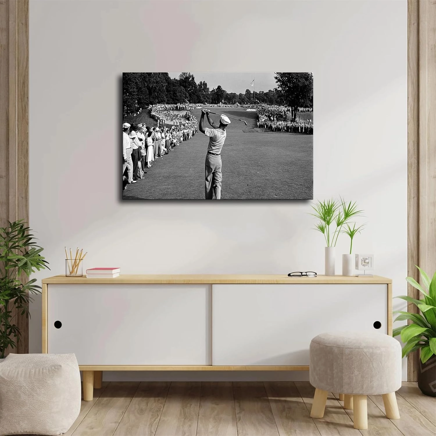 Ben Hogan 1950 Us Golf Open Black & White Retro Old Photo Poster Wall Art Canvas Painting Posters and Prints Wall Art Pictures for Living Room Bedroom Background Wall Decor (16×24inch-No Framed)