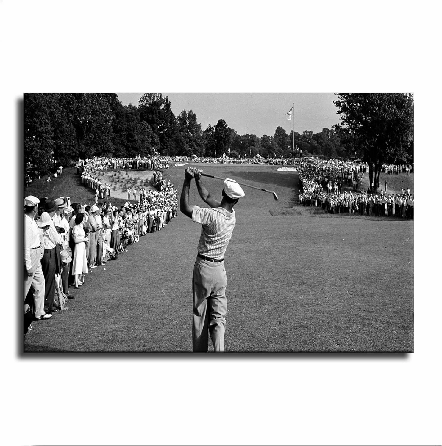 Ben Hogan 1950 Us Golf Open Black & White Retro Old Photo Poster Wall Art Canvas Painting Posters and Prints Wall Art Pictures for Living Room Bedroom Background Wall Decor (16×24inch-No Framed)