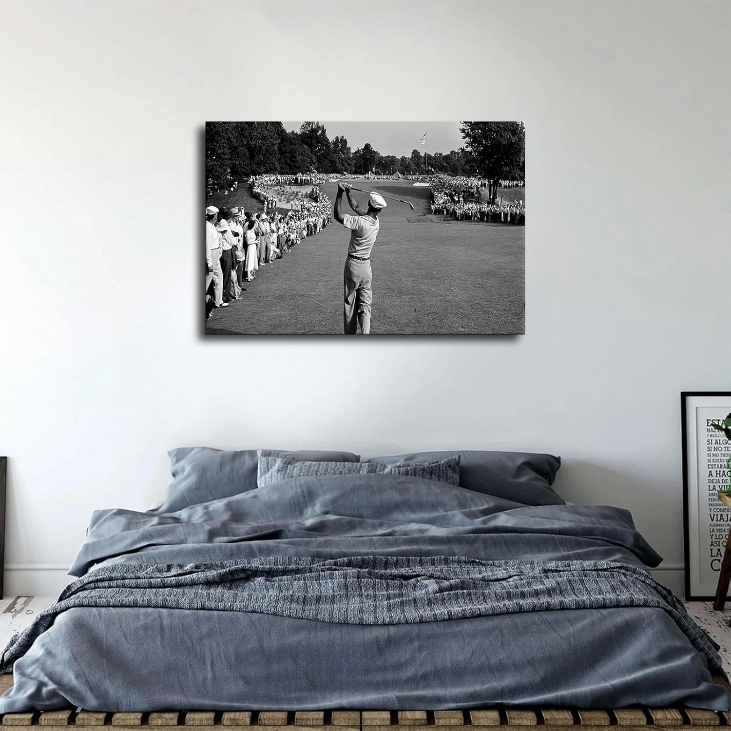 Ben Hogan 1950 Us Golf Open Black & White Retro Old Photo Poster Wall Art Canvas Painting Posters and Prints Wall Art Pictures for Living Room Bedroom Background Wall Decor (16×24inch-No Framed)